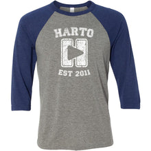 Load image into Gallery viewer, Harto University Logo Baseball Tee (White Ink)
