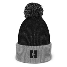 Load image into Gallery viewer, Play/Pause Logo Embroidered Pom-Pom Beanie
