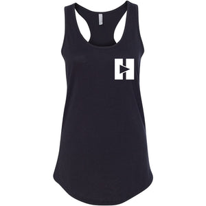 Play/Pause Chest Logo Racerback Tank (White Ink)