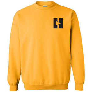 Signature Play/Pause Chest Logo Crewneck Sweatshirt (Gold)